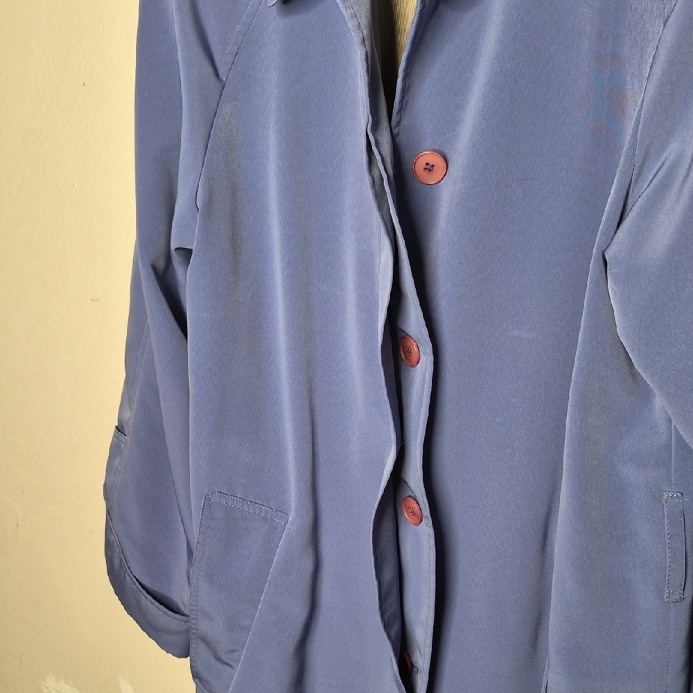 Dusty Blue Lightweight Trench Coat - Picture 8 of 14